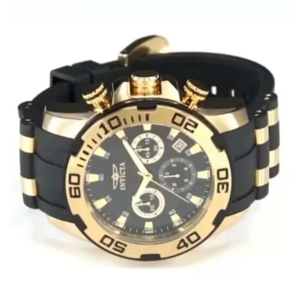 NEW NIB Invicta Pro Diver‎ Mens Model 22340 Men's Watch Quartz 18k Gold 300 Feet